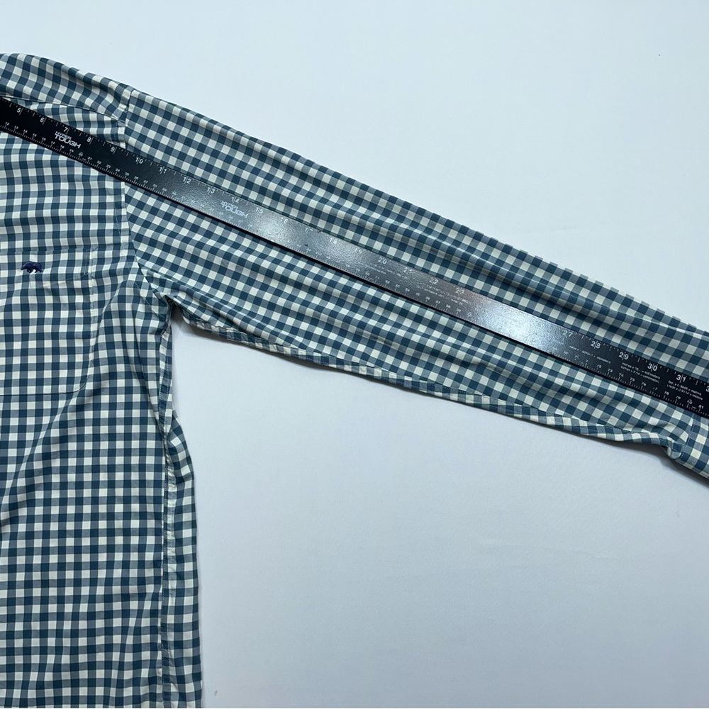 Onward Reserve Performance Button Down Shirt Mens Size Medium Blue Ivory Checked - Picture 15 of 16